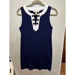 Michael Kors Navy Blue Sleeveless Stretch Knee Length Dress Women’s Small